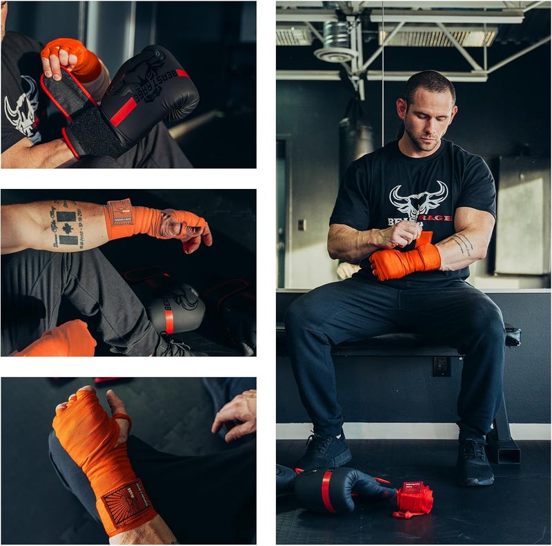 BEAST RAGE Boxing Hand Wraps for MMA Kickboxing Wrist Wraps Professional Adult 180" Semi-Elastic Martial Arts Inner Gloves Heavy Bag Handwraps Muay Thai Thumb Straps - Image 4